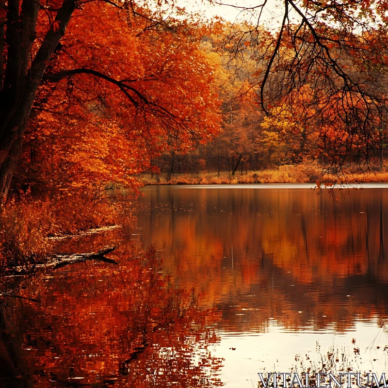 Autumn Lake Reflection AI Image