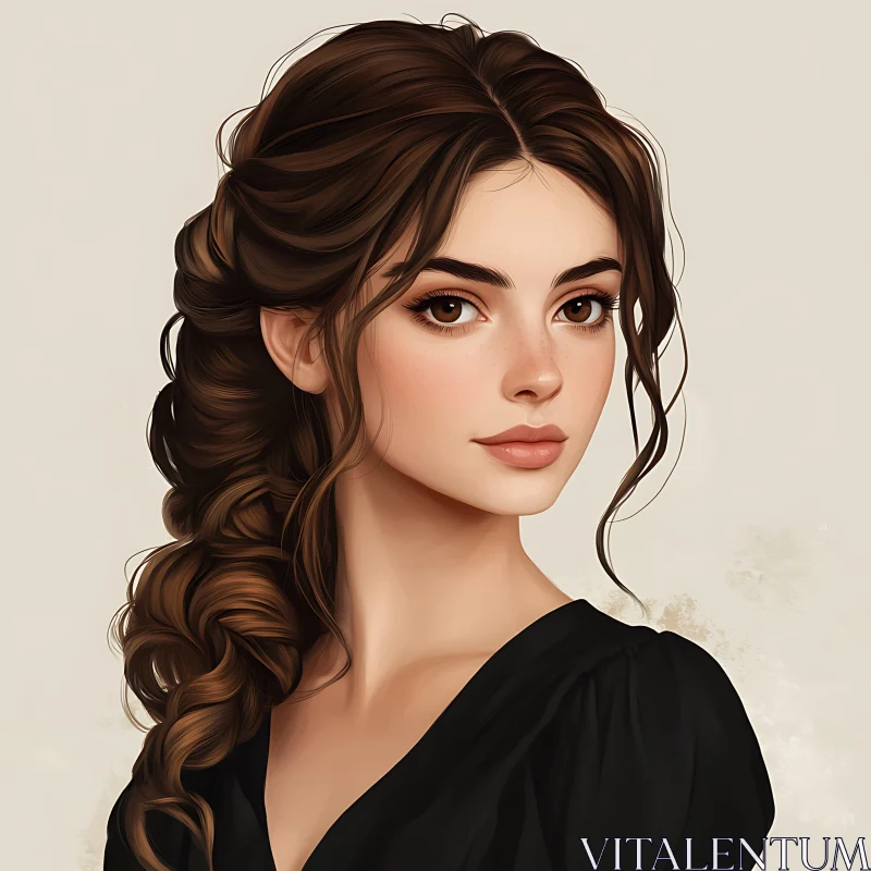 AI ART Portrait of a Woman with a Sophisticated Hairstyle