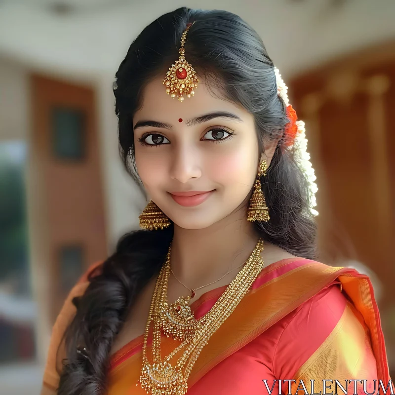 AI ART Portrait of Woman in Indian Traditional Dress