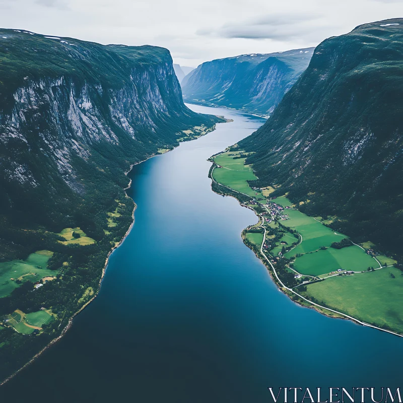 Majestic Valley and River Landscape AI Image