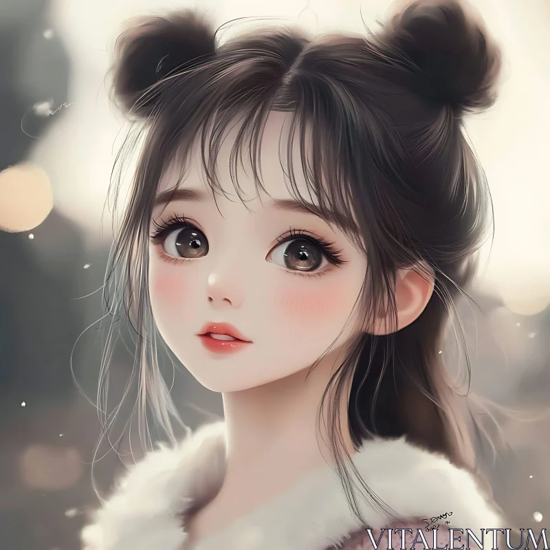 Cute Digital Anime Girl Illustration AI Image