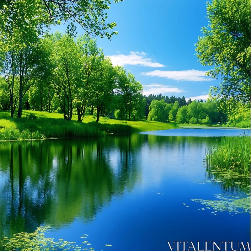 Tranquil Lake with Reflective Water