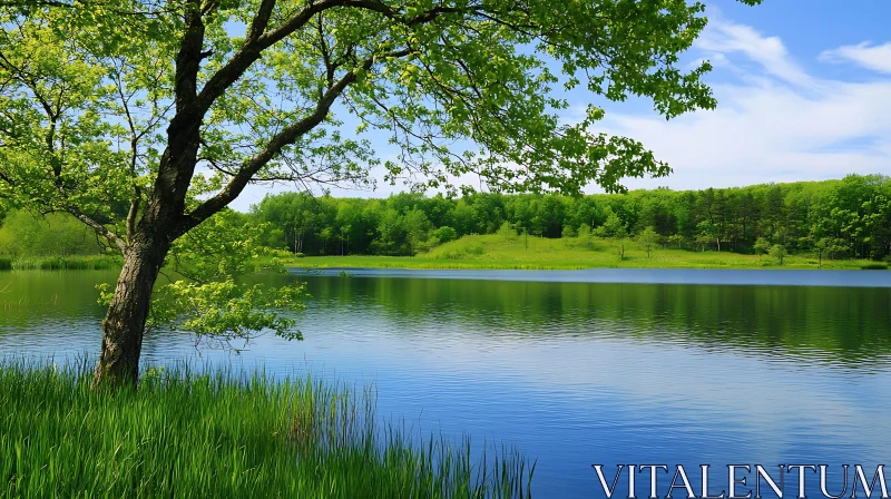 Peaceful Lake View with Trees