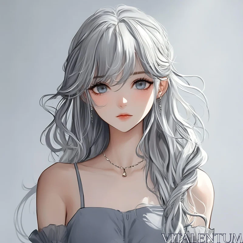 Enchanting Anime Art of Grey-Haired Woman Enchanting Anime Art of Grey-Haired Woman