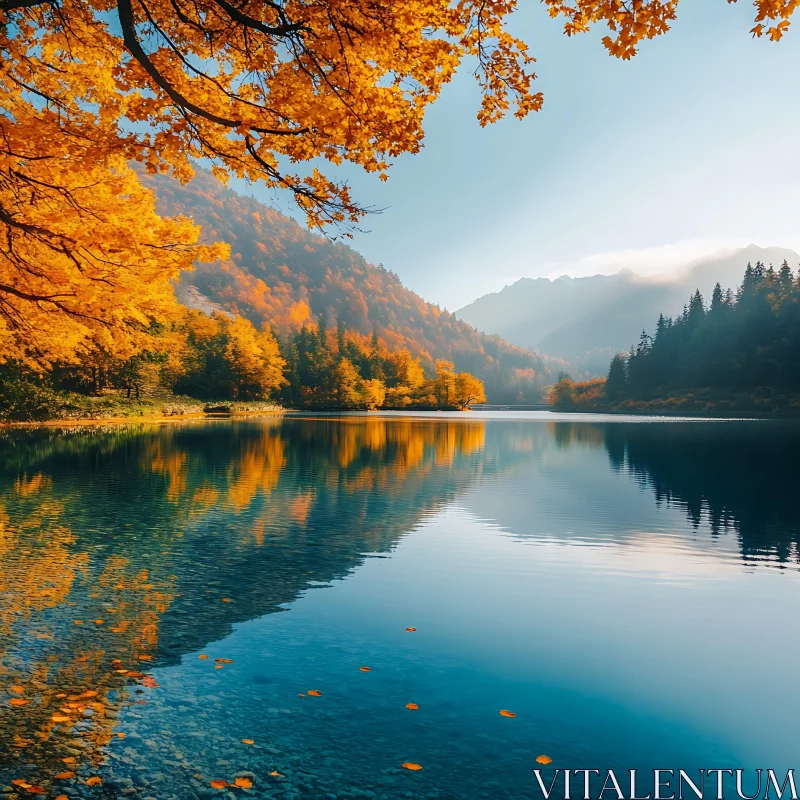 Tranquil Mountain Lake in Autumn