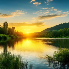 Golden Hour Lake Reflection