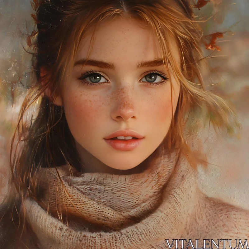 Young Woman with Freckles Portrait