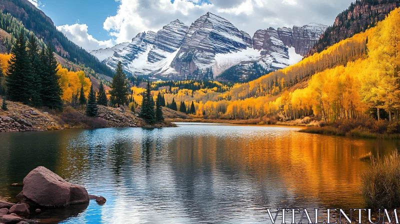 Scenic Mountain Lake in Autumn