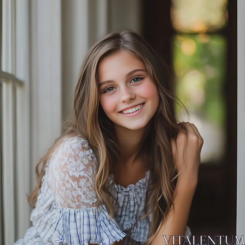 Young Woman Smiling Portrait AI Image