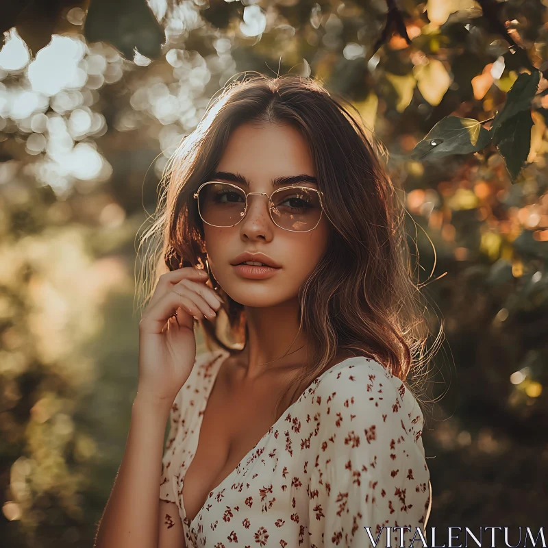 Outdoor Fashion Portrait with Sunglasses AI Image