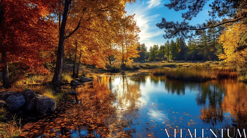 Tranquil Autumn Scene by the Lake AI Image