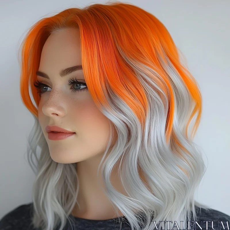 AI ART Bold Orange and White Hair Color Blend