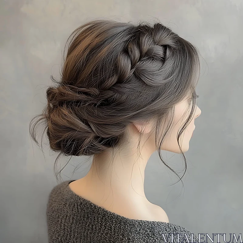 Side View of Woman with Braided Updo AI Image