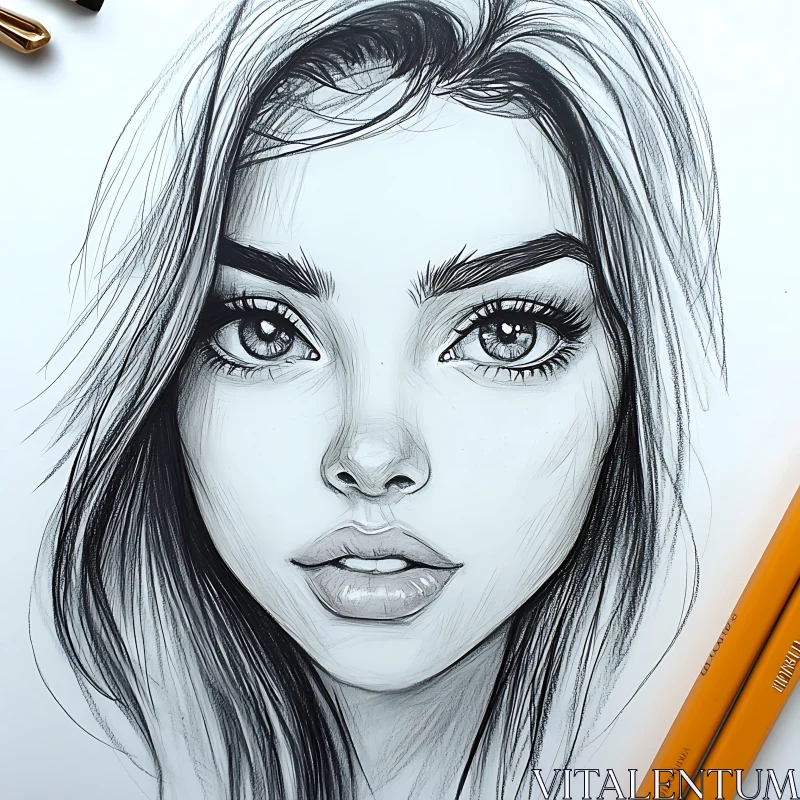 Realistic Portrait Sketch AI Image