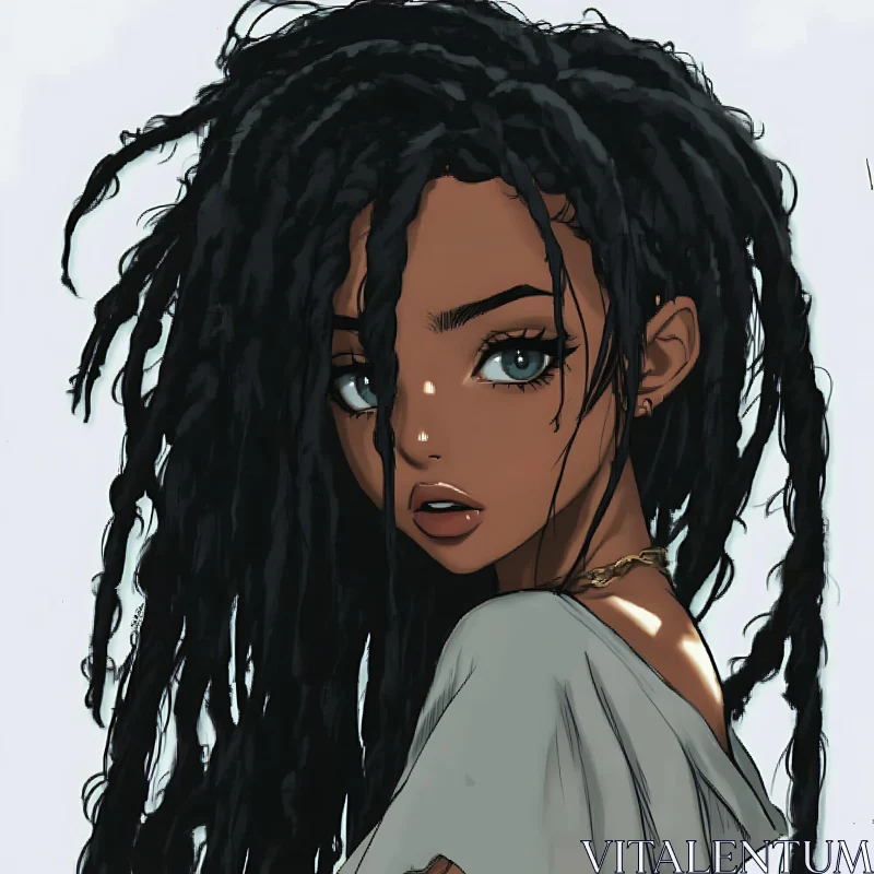 AI ART Captivating Anime Girl with Dreadlocks and Blue Eyes