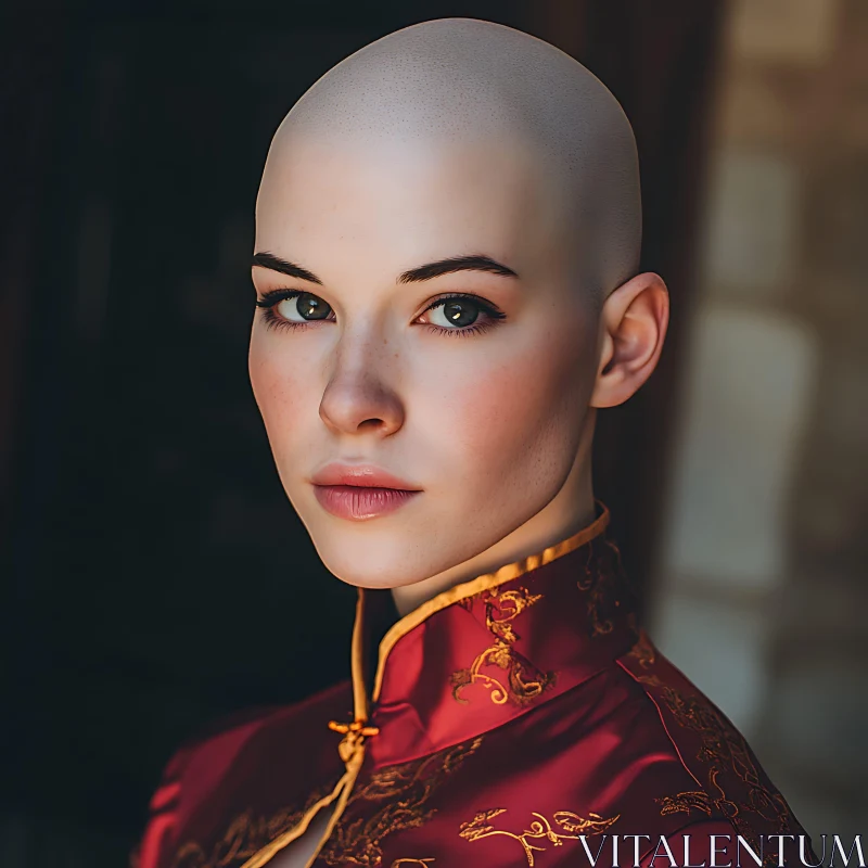 Bald Woman in Traditional Attire AI Image