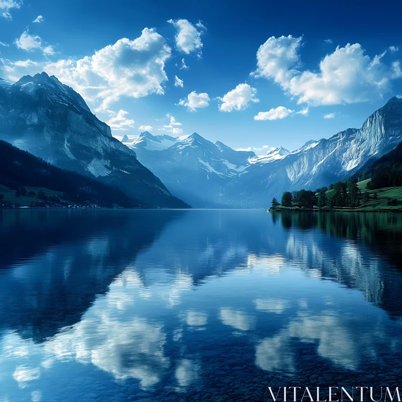 AI ART Peaceful Mountain Lake Reflection