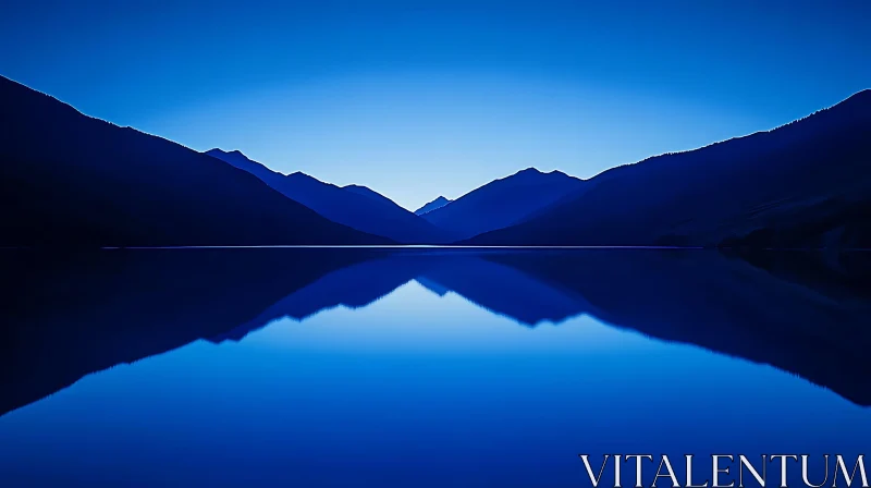 Twilight Serenity over a Reflective Lake AI Image