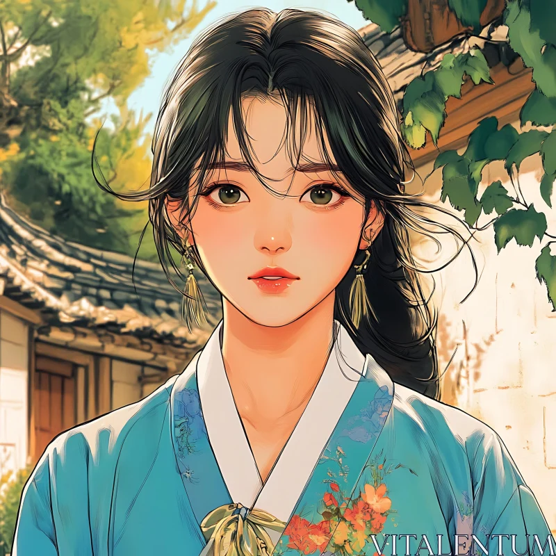 Anime Girl in Traditional Attire AI Image