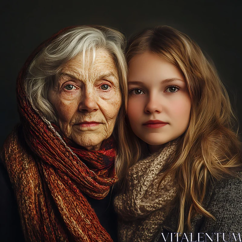 Generations Captured: Grandmother and Granddaughter AI Image