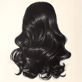 Long Black Curly Hair with Shine