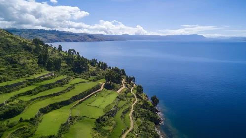 Hillside Terraces and Tranquil Lake