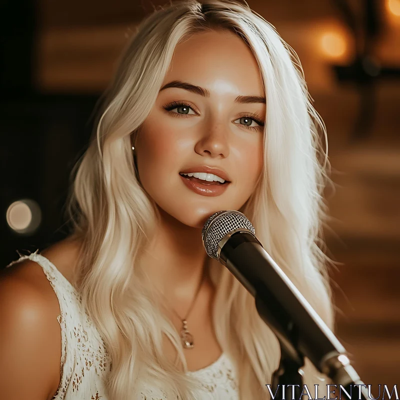 Blonde Singer Performing AI Image