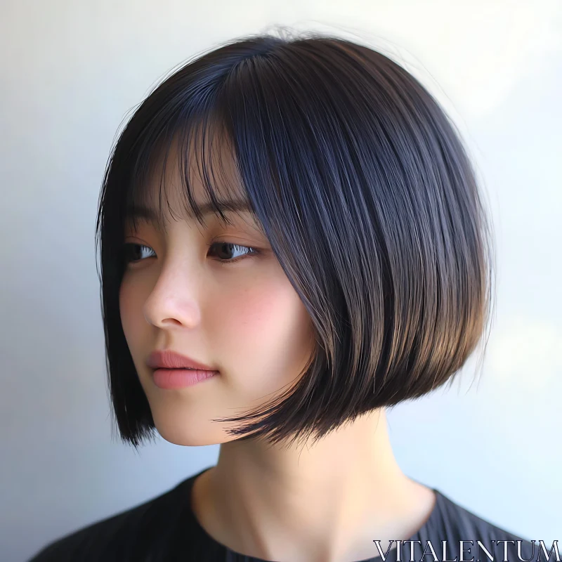 Woman with Bob Haircut Side Profile AI Image