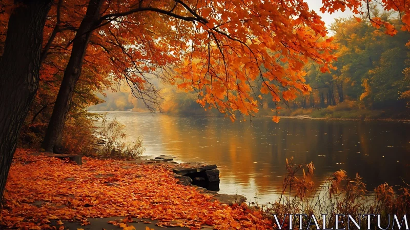 Enchanting Fall Scene by the River AI Image