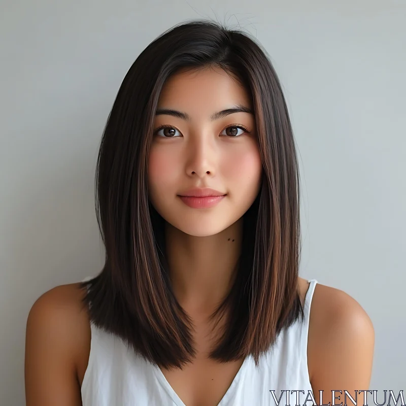 Serene Portrait of a Young Woman AI Image