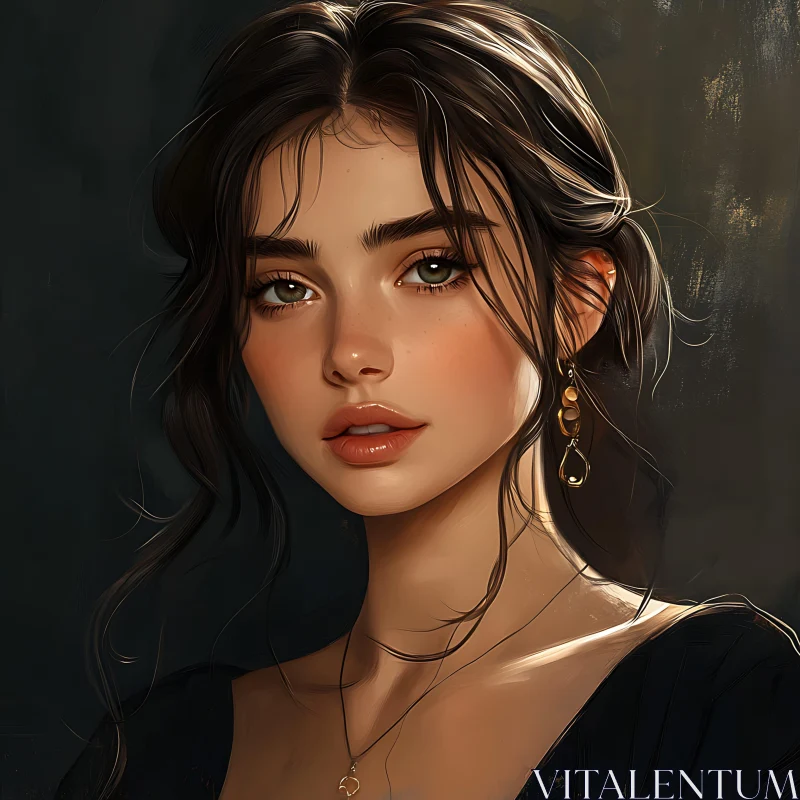 Portrait of a Young Woman with Expressive Eyes AI Image