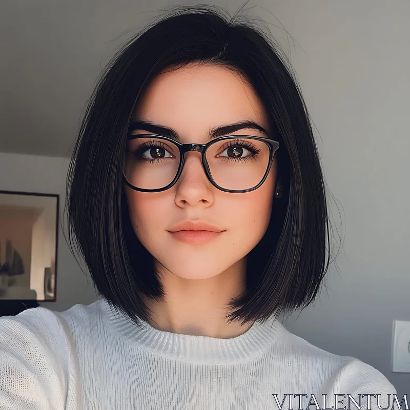 Sophisticated Woman Wearing Glasses AI Image