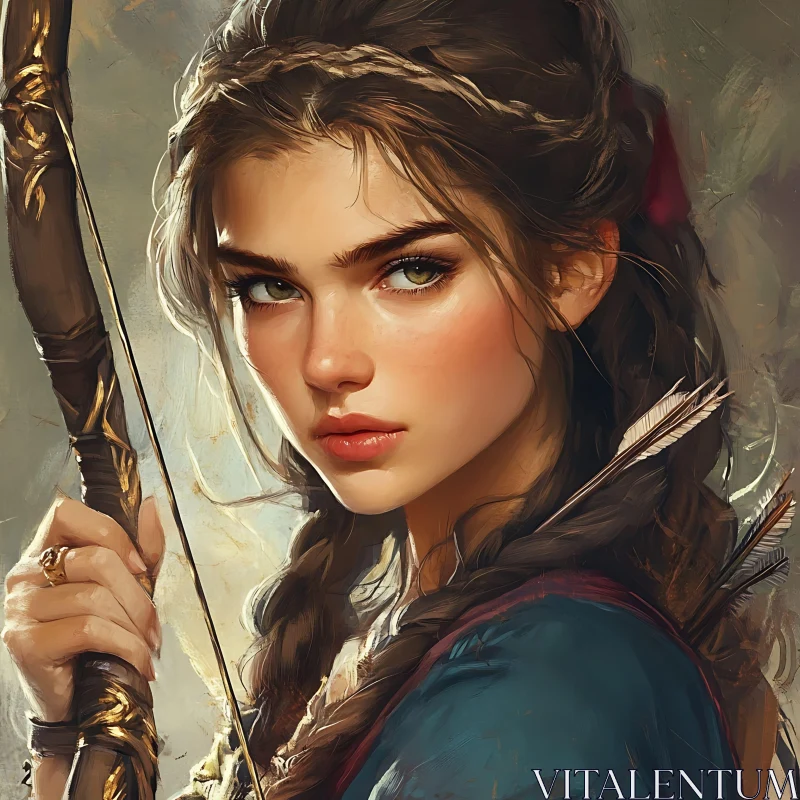 Young Female Warrior Portrait AI Image