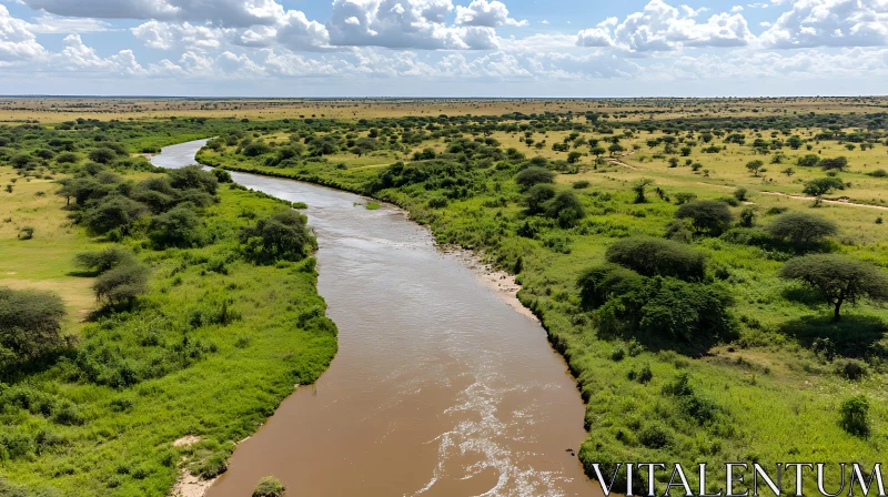 Serene River and Greenery AI Image