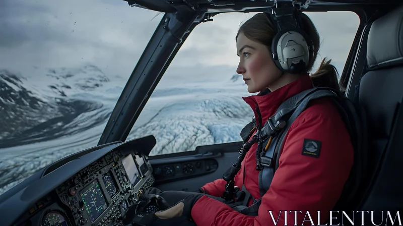 Aviation against a Scenic Snowy Backdrop AI Image