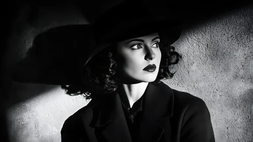 Classic Film Noir Woman Shadowed Portrait