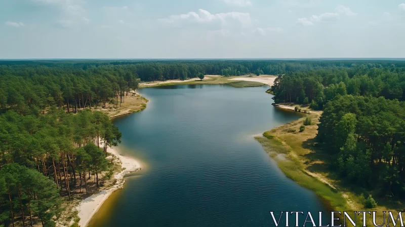 Tranquil Lake and Forest Landscape AI Image