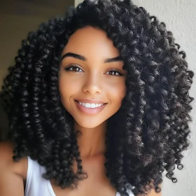 Radiant Woman with Natural Curls Smiling