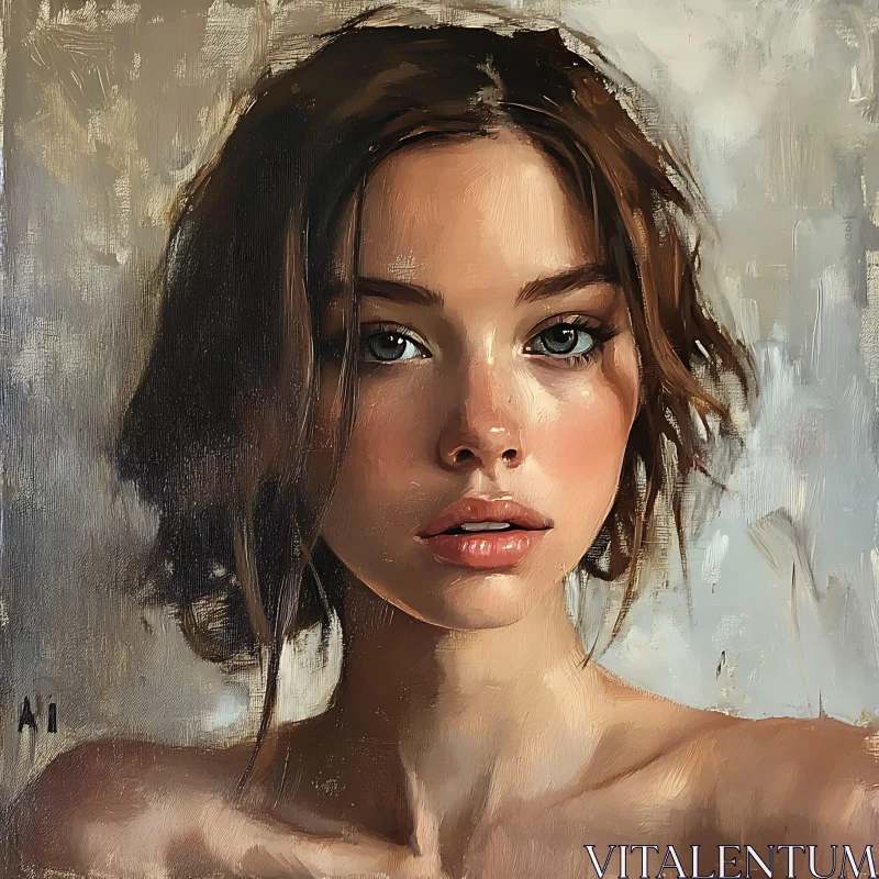 Young Woman Realistic Painting AI Image