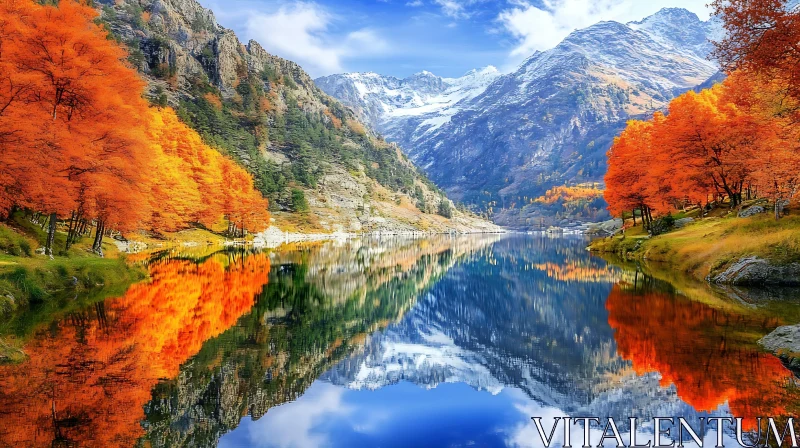 Autumn Mountain Lake Reflection AI Image