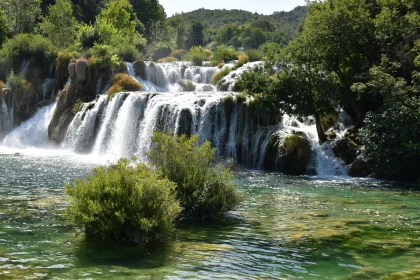 Serene Waterfall in Croatia's Krka