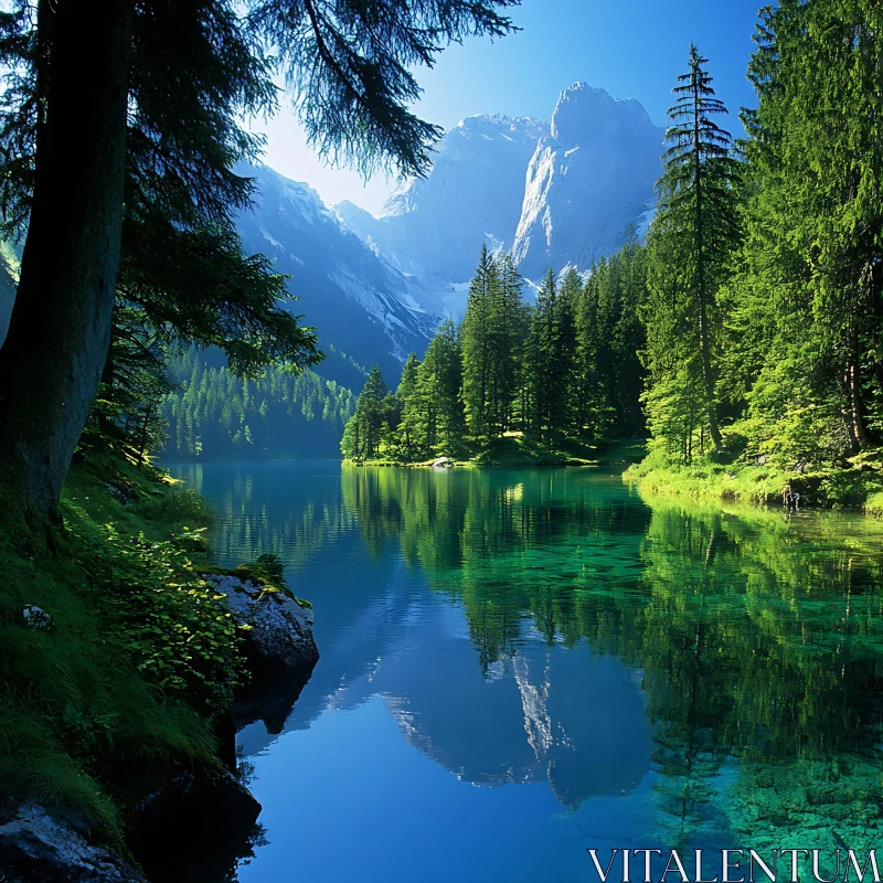 AI ART Tranquil Mountain Lake Landscape