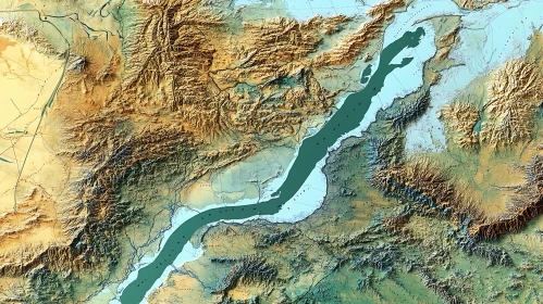 Geography Map with Terrain Features