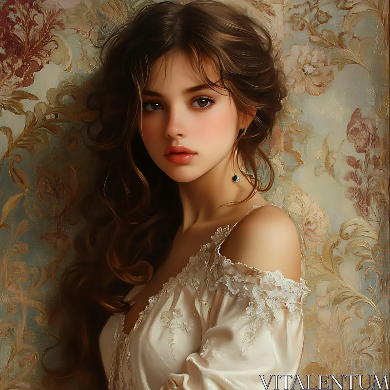 Timeless Floral Woman Portrait AI Image