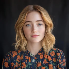 Blonde Woman in Floral Dress