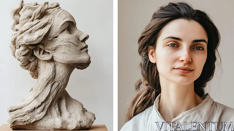 Comparison of Art and Realism in Portraiture and Sculpture AI Image