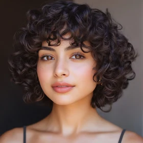 Natural Beauty in Curly Hair Portrait