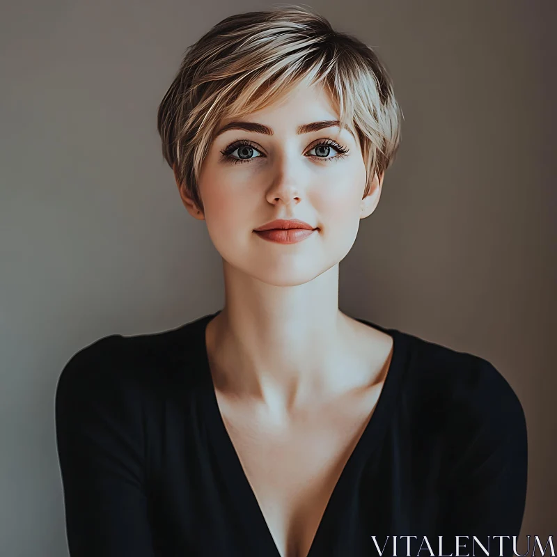 Woman's Short Hairstyle and Fashion AI Image