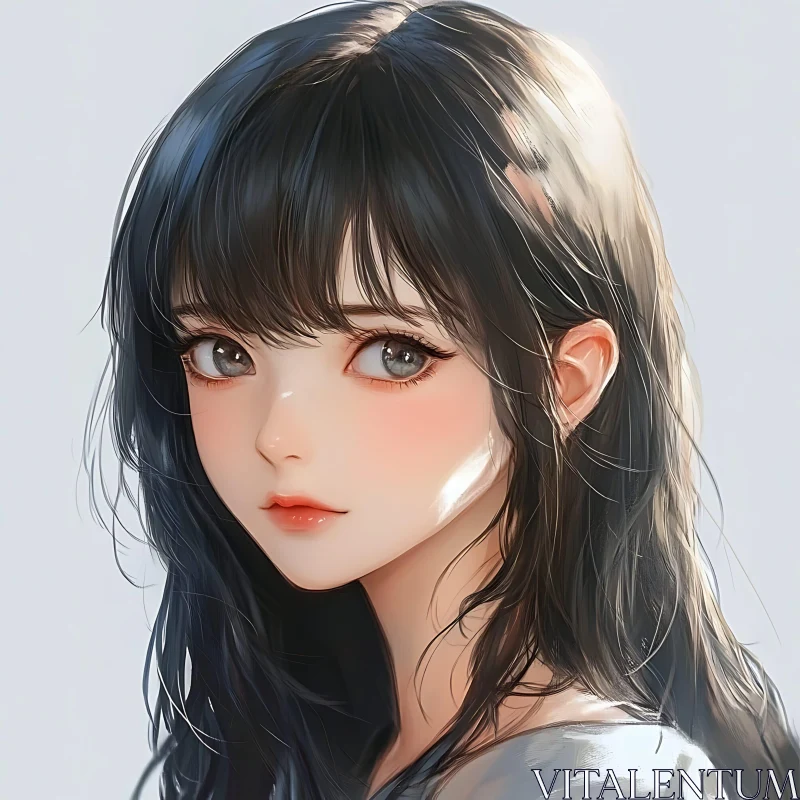 Anime Girl Illustration with Beautiful Features AI Image