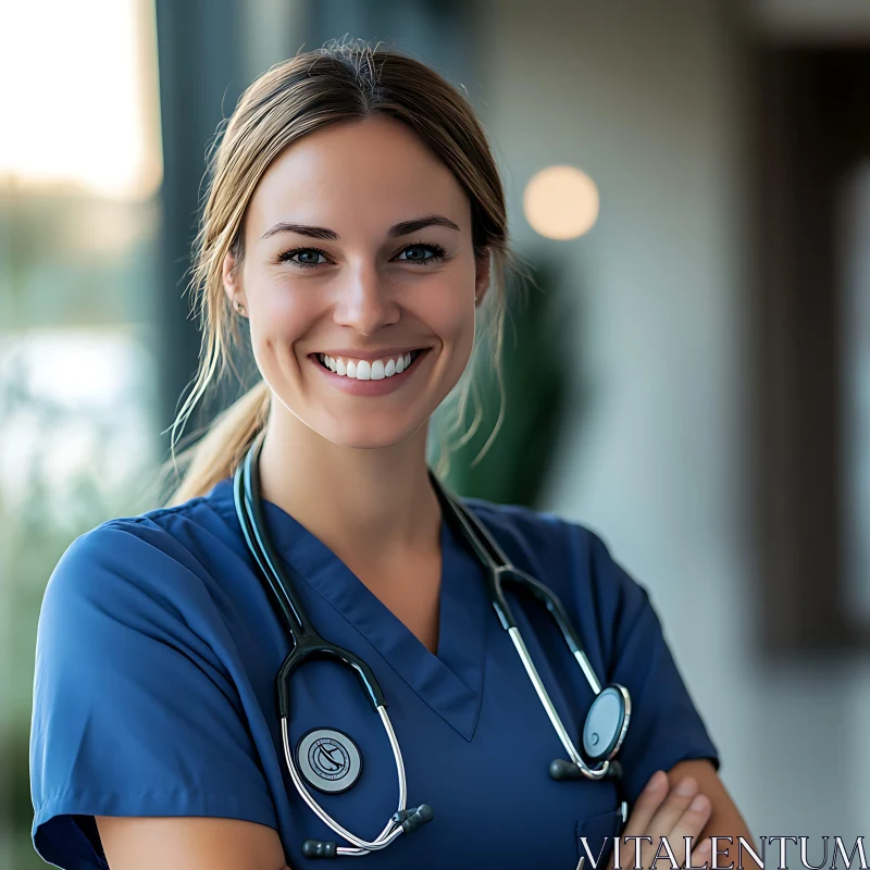Confident Female Doctor with Stethoscope Confident Female Doctor with Stethoscope